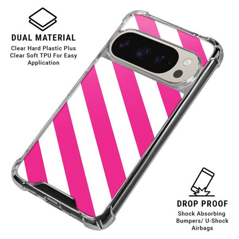 Pink and White Geometric Stripes Pixel 9/9 Pro Clear Case